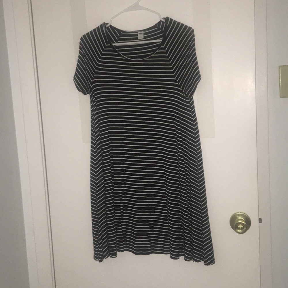 Black and White Stripe T shirt Dress